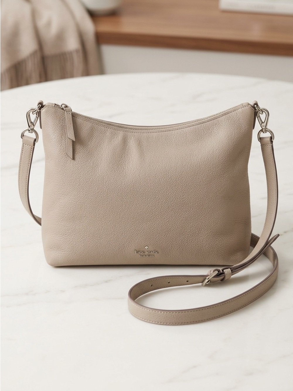 Kate Spade Cobble Hill Ella Cream Pebbled Leather Hobo Shoulder Crossbody Bag